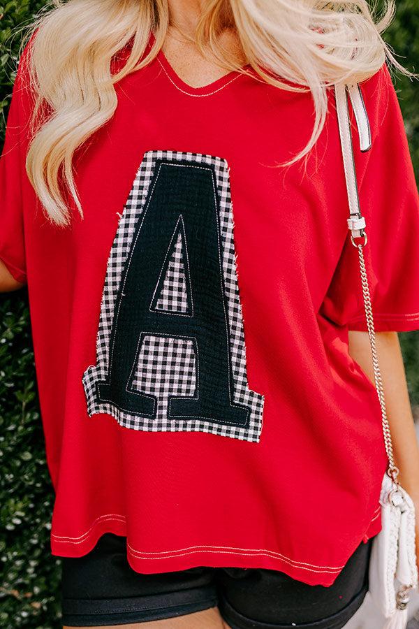 Impressions Field Day Letter Patch Tee In Red Curves