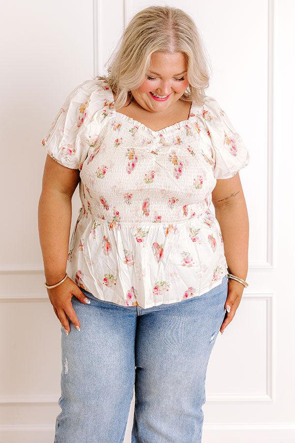 impressions Field Of Grace Floral Smocked Top Curves