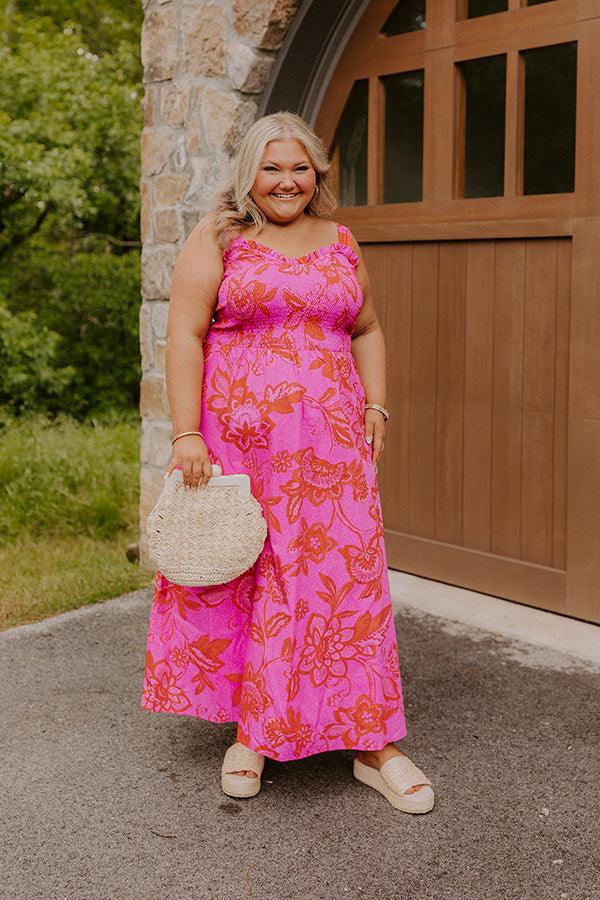impressions Fiesta On The Square Floral Midi Dress Curves
