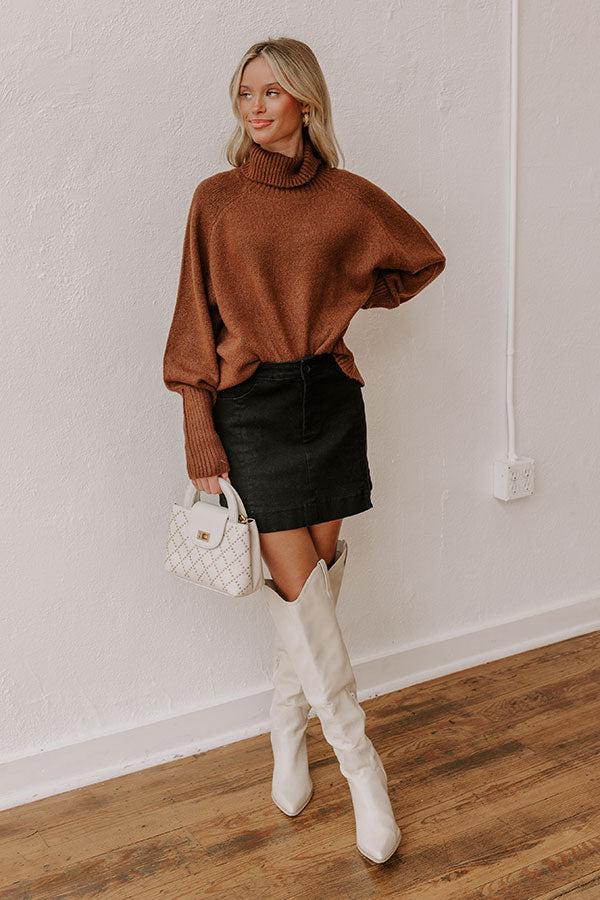 Impressions Fireside Cozy Knit Sweater In Chocolate