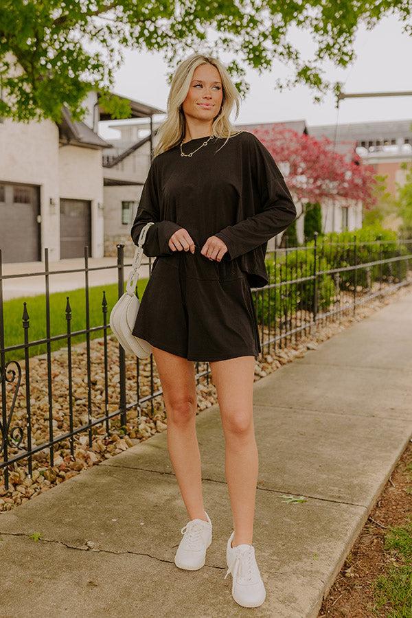 Impressions Flight Plans High Waist Knit Shorts In Black