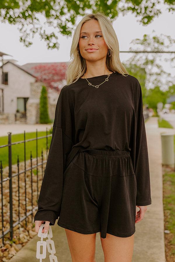 Impressions Flight Plans High Waist Knit Shorts In Black