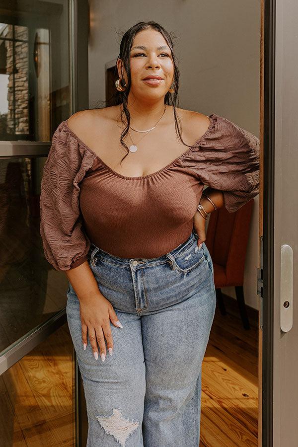 impressions Flirtatious Outing Bodysuit In Hazelnut Curves