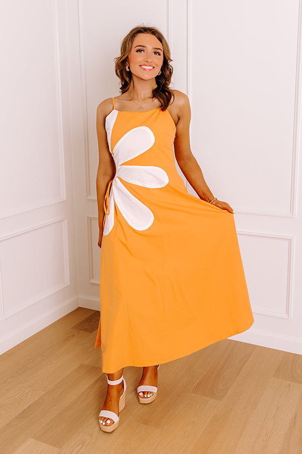 Impressions Floral Daydream Cut Out Midi Dress In Orange