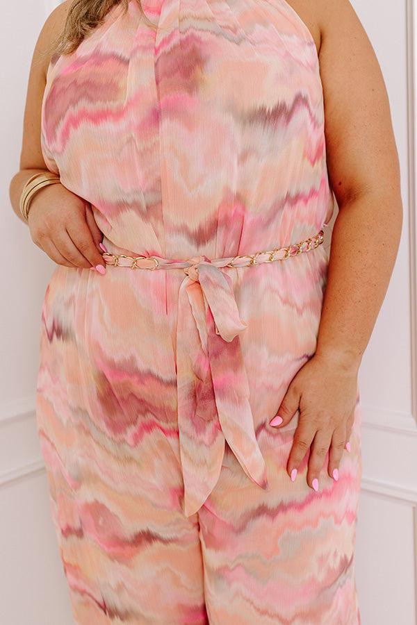 Impressions Gala Glam Watercolor Jumpsuit In Pink Curves
