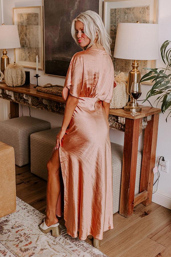 Impressions Gala Moment Satin Maxi Dress In Rose Gold