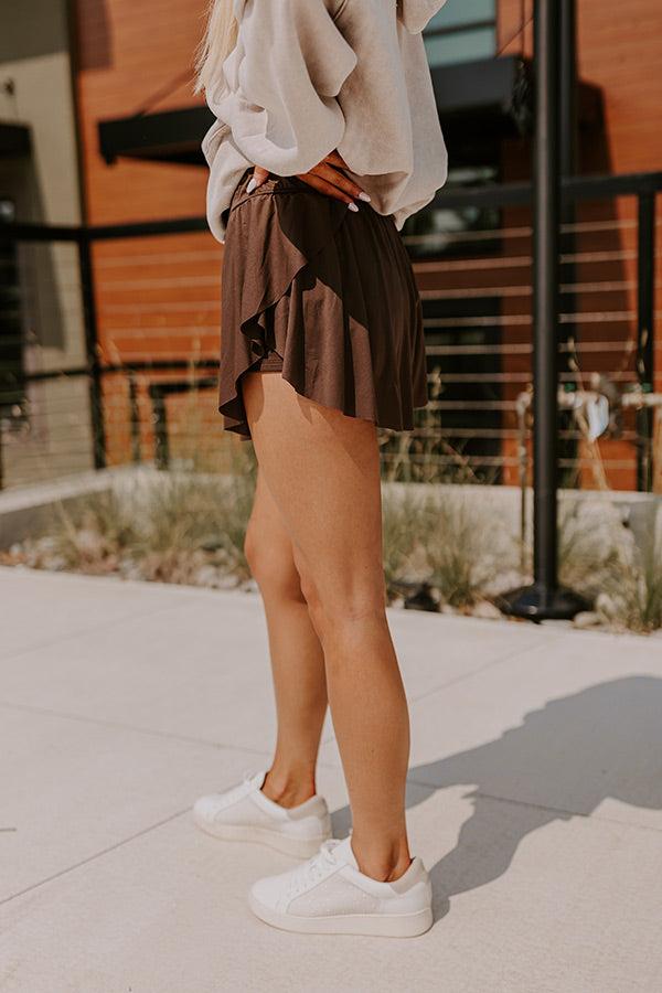 Impressions Girl On The Go High Waist Skort In Chestnut