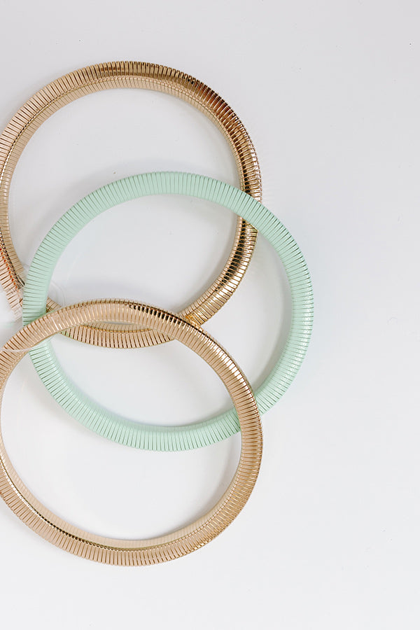 impressions Girl On The Go Stretch Bangle Bracelet Set in Mint