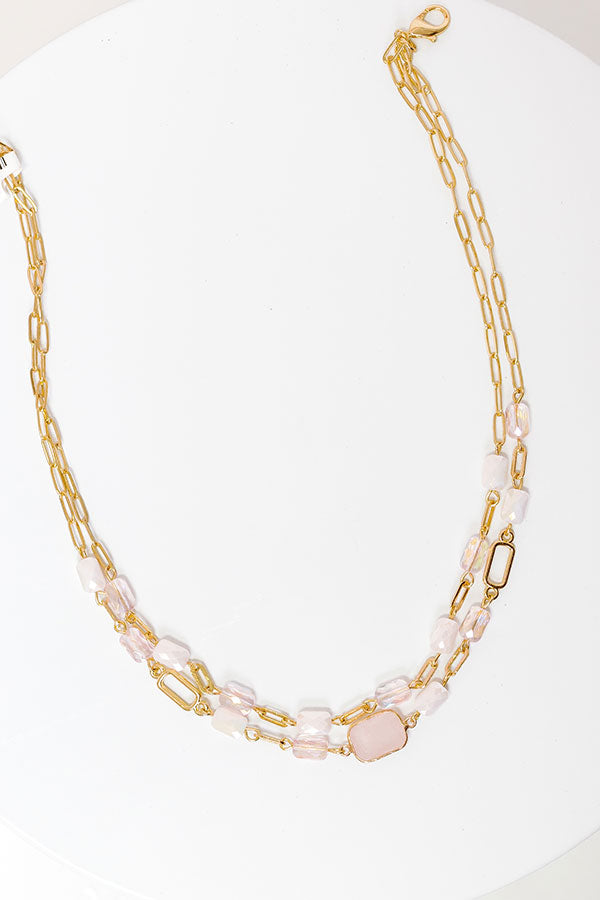 impressions Glam Lifestyle Layered Necklace in Pink