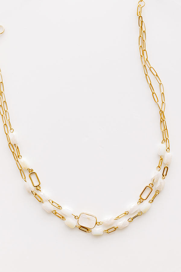 impressions Glam Lifestyle Layered Necklace in White