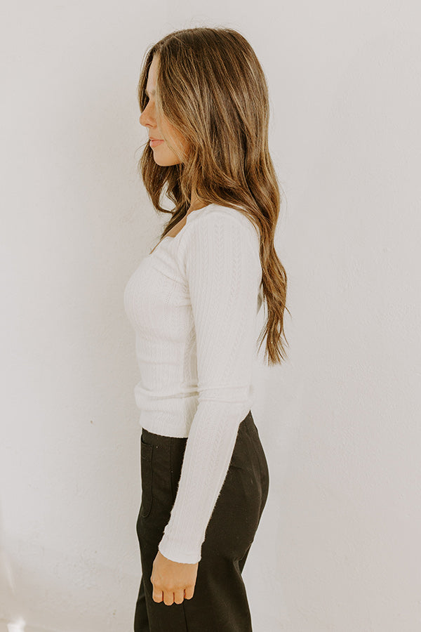 Impressions Graceful Smile Pointelle Knit Top In Ivory