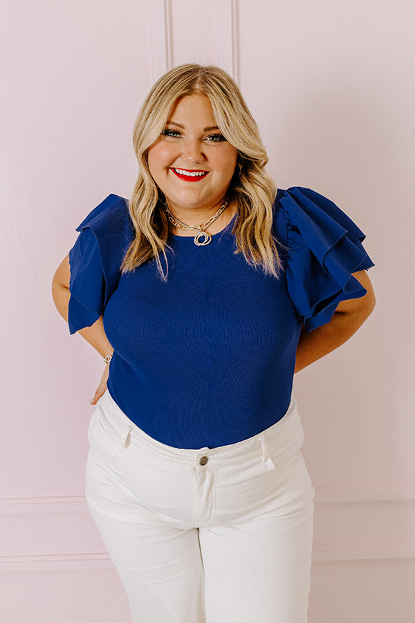 impressions Halftime Happy Hour Bodysuit In Royal Blue Curves