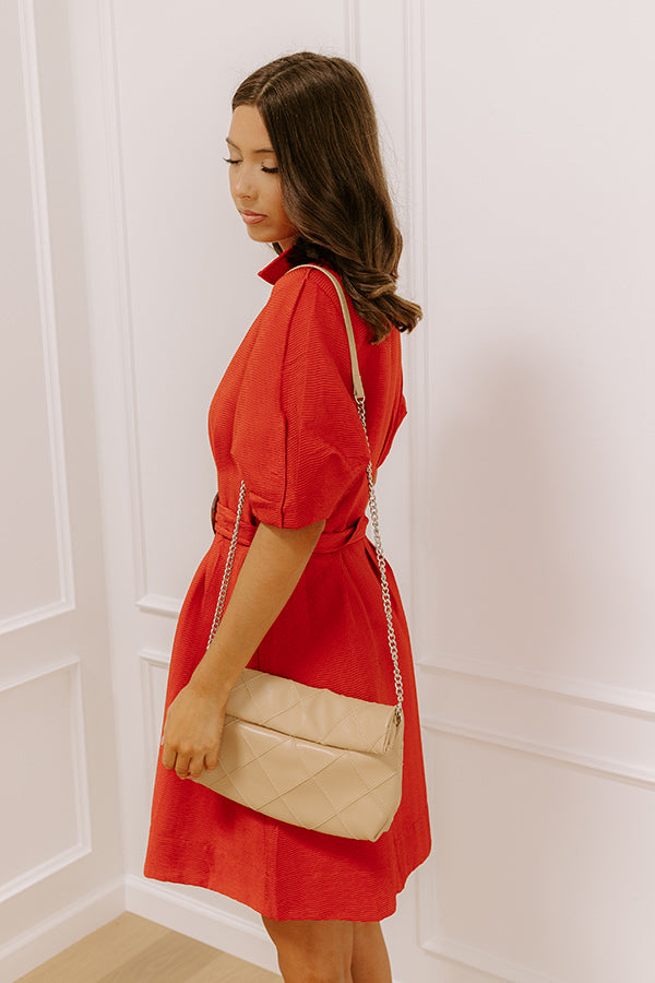 Impressions Happy Hour Chic Button Down Mini Dress In Dark Rust