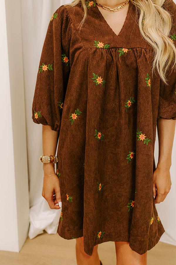 Impressions Harvest Lane Embroidered Corduroy Mini Dress