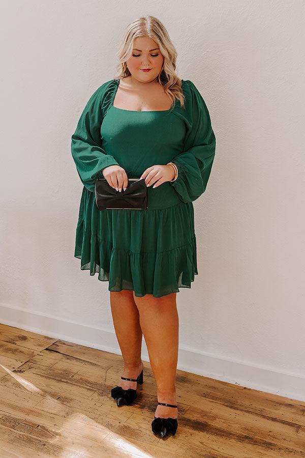 impressions Haute Harmony Mini Dress In Hunter Green Curves
