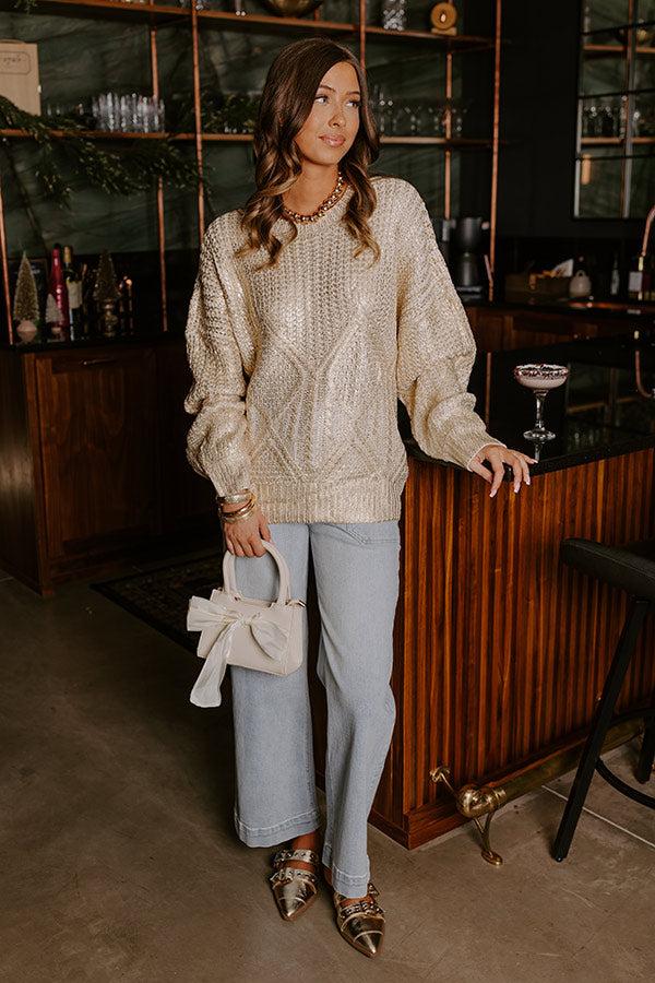impressions Holiday Glow Cable Knit Metallic Sweater