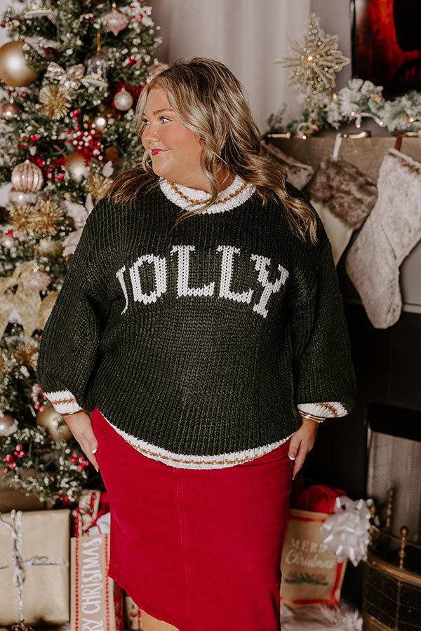 Impressions Holiday Vibes Knit Sweater In Jolly Hunter Green Curves