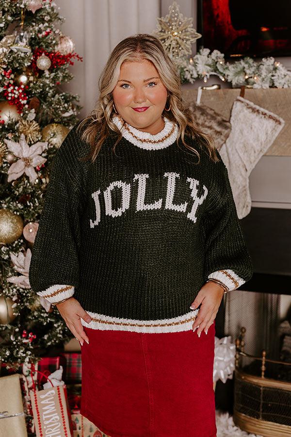 impressions Holiday Vibes Knit Sweater in Jolly Hunter Green Curves