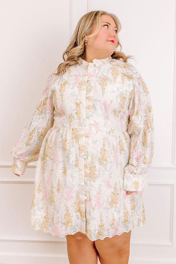 Impressions Honey Haze Floral Eyelet Mini Dress Curves