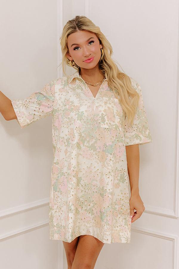 impressions Honeysuckle Fields Floral Eyelet Mini Dress