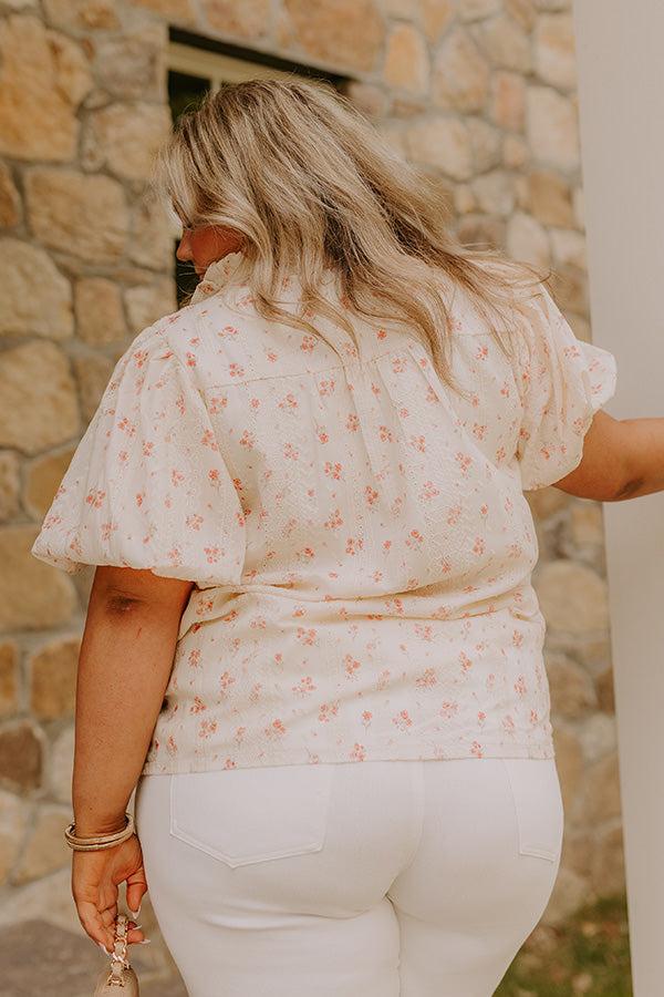 Impressions Honeysuckle Fields Floral Eyelet Top Curves
