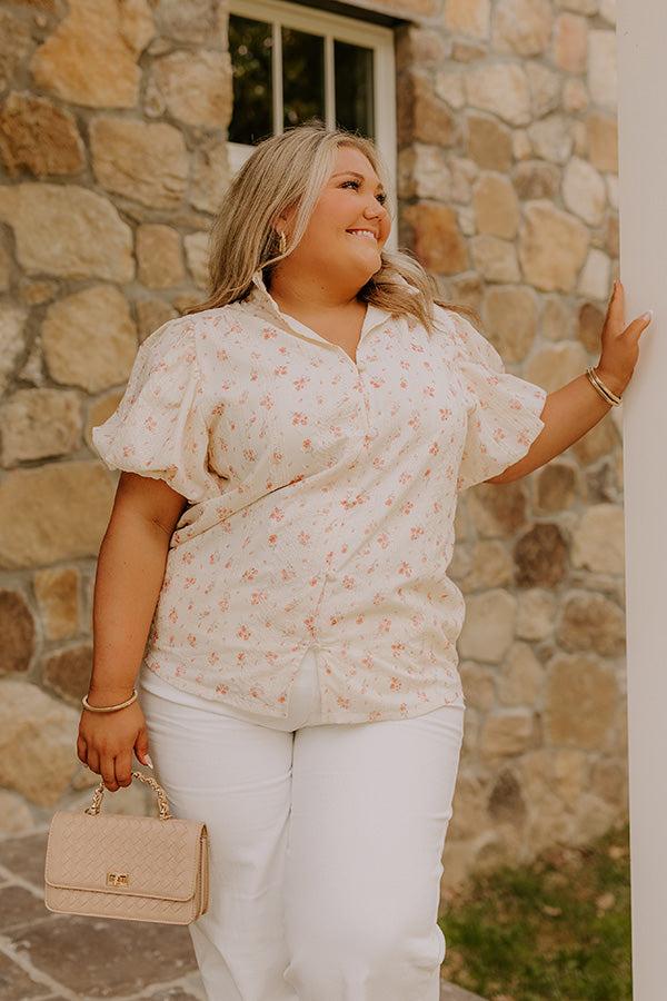 impressions Honeysuckle Fields Floral Eyelet Top Curves