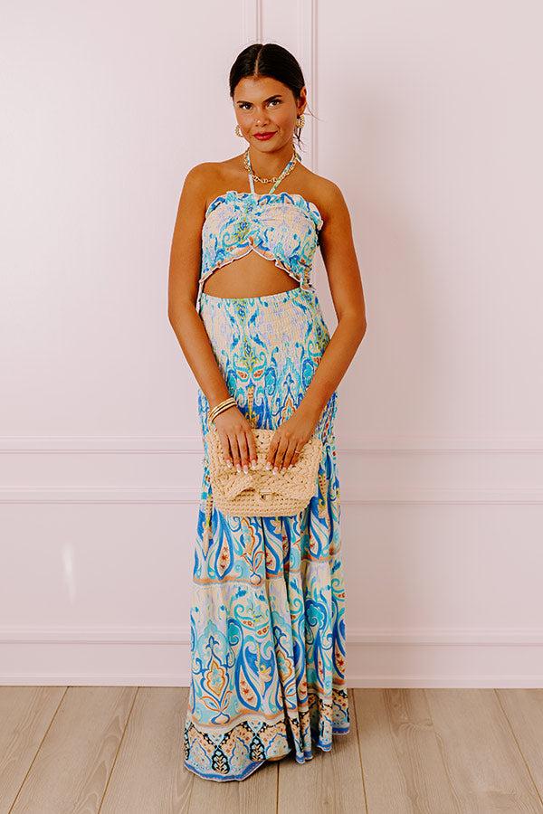 Impressions Aruba Getaway Smocked Maxi Dress