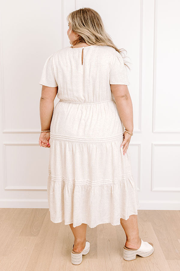 Impressions Beach Cottage Tiered Midi Dress Curves