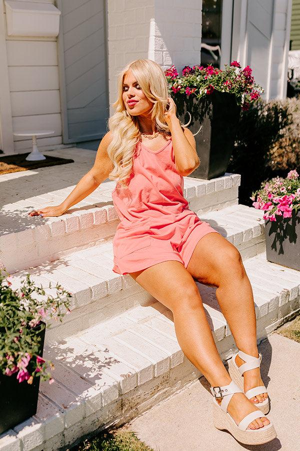 impressions Beach Retreat Romper in Coral Curves