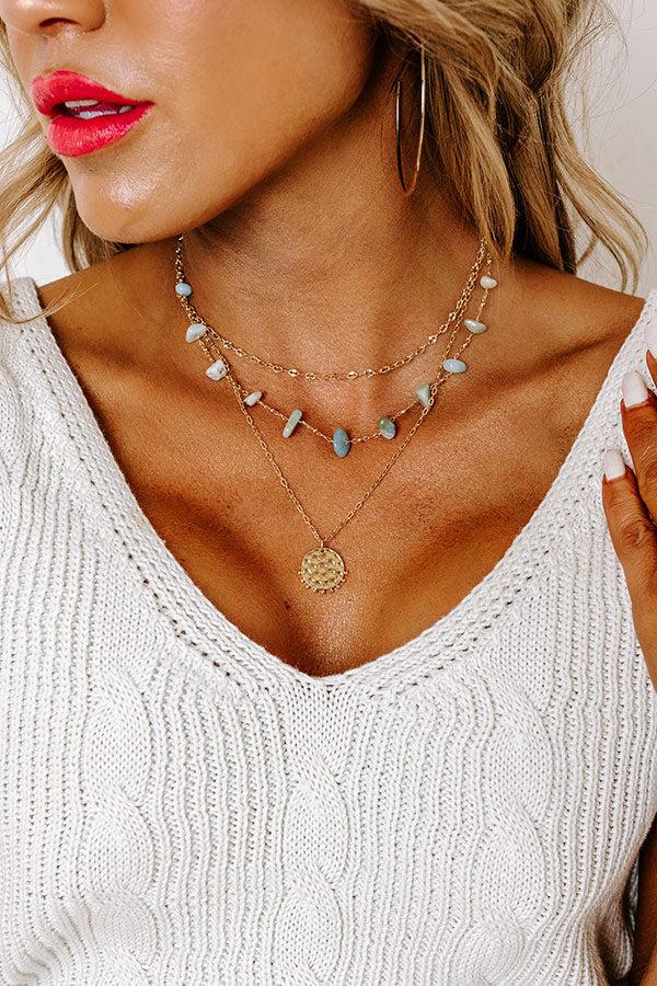 Impressions Boho Brunch Layered Necklace In Mint