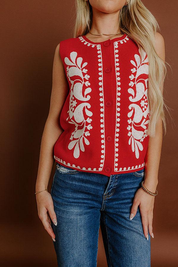 Impressions Botanical Charm Embroidered Vest Top