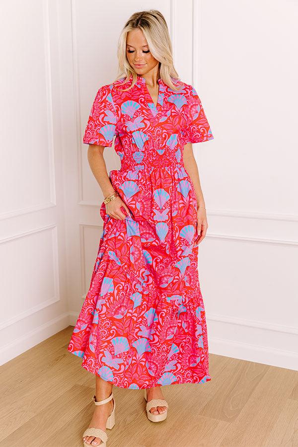 impressions Brunch Babe Floral Maxi Dress in Red