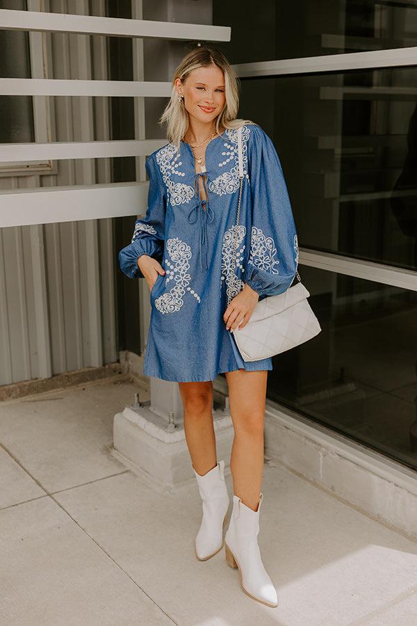 impressions Brunch Chic Embroidered Mini Dress