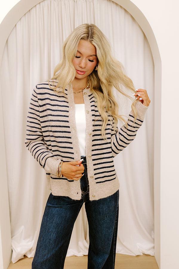 impressions Cappuccino Please Stripe Cardigan