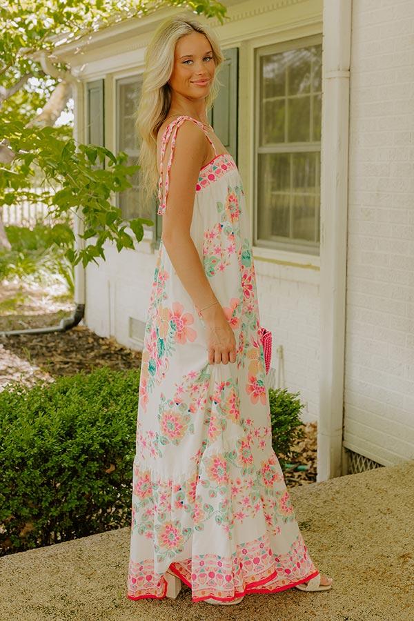 Impressions Capri Villa Floral Maxi Dress In Ivory