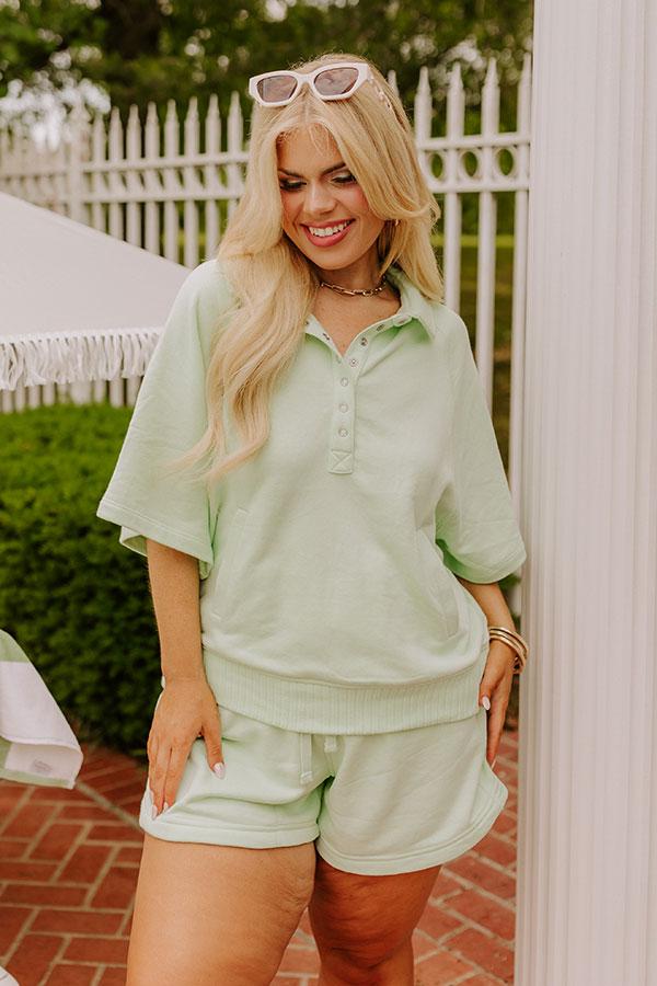 impressions Casual Ease Sweatshirt in Mint Curves