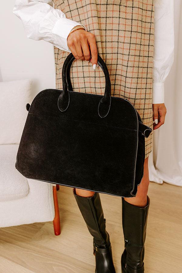 impressions Casual Outing Faux Suede Tote in Black