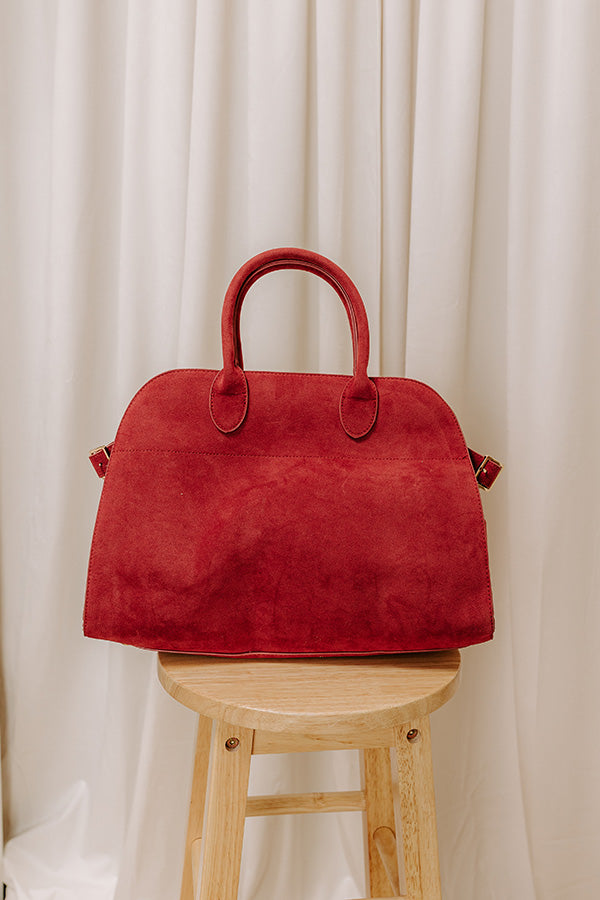 impressions Casual Outing Faux Suede Tote in Red