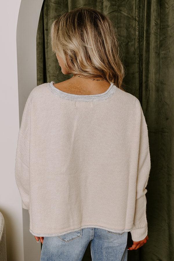 Impressions Chai Latte Please Knit Crop Sweater