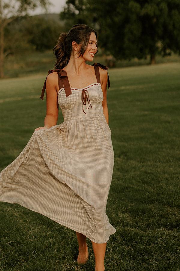 impressions Charming Views Gingham Midi Dress