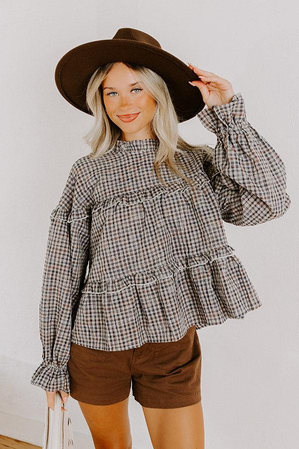 Impressions Checkered Charm Ruffle Top