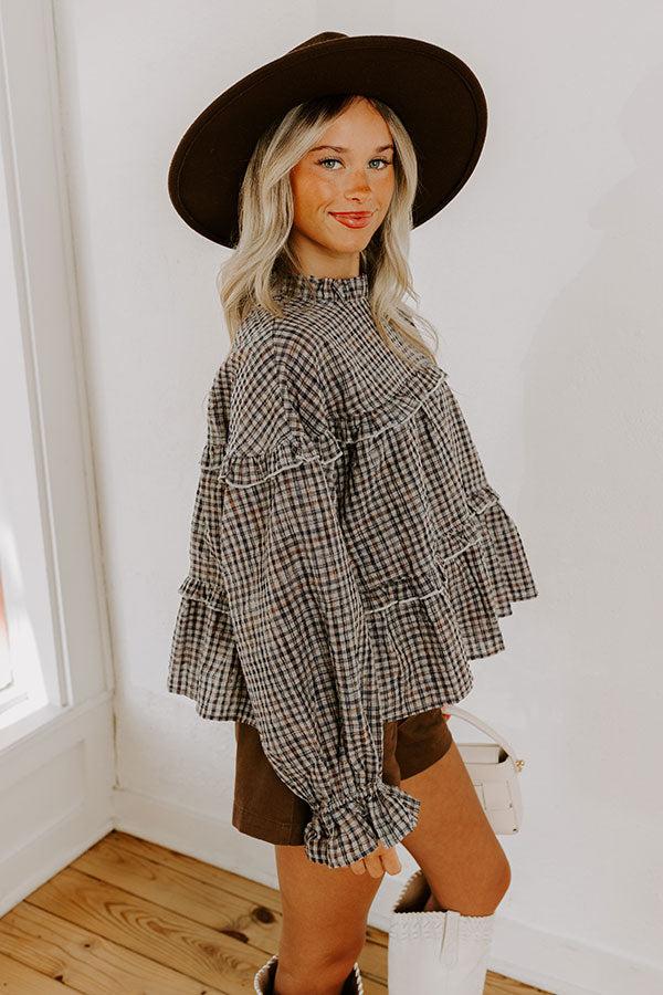Impressions Checkered Charm Ruffle Top