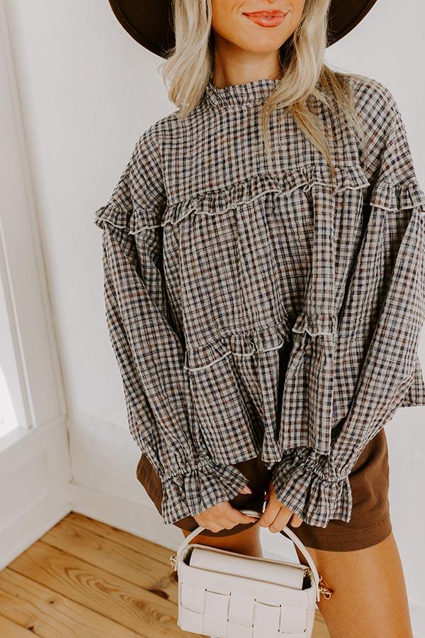 Impressions Checkered Charm Ruffle Top