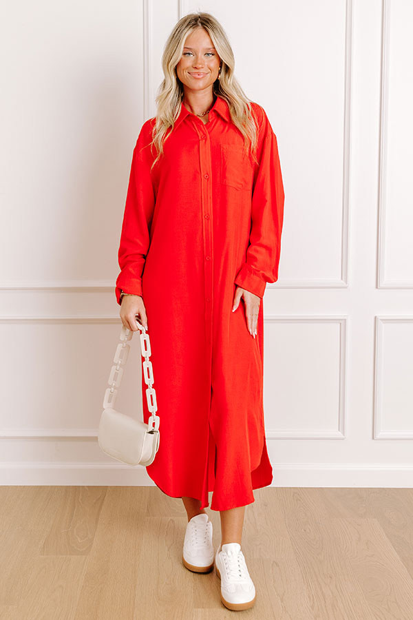 impressions Chic Vibes Button Down Midi Dress