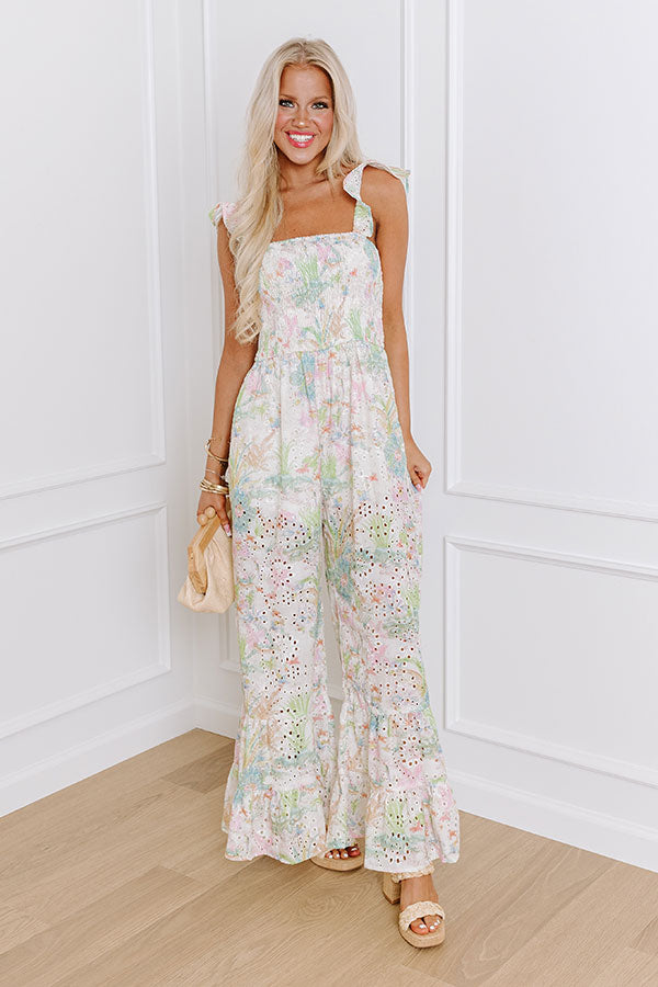 Impressions Coastal Canvas Eyelet Jumpsuit