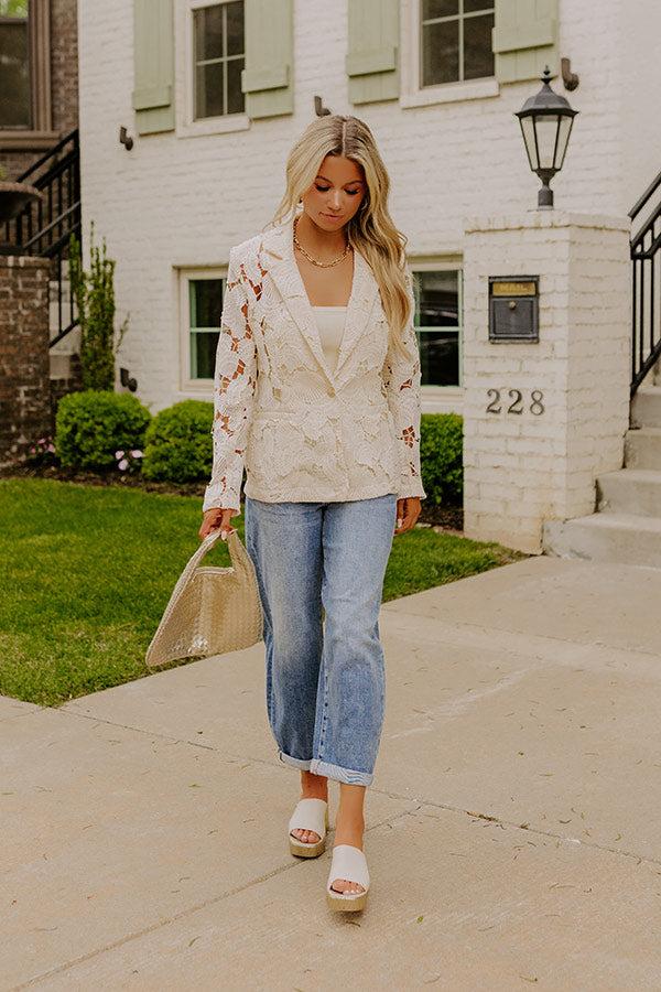 impressions Coastal Charm Crochet Blazer