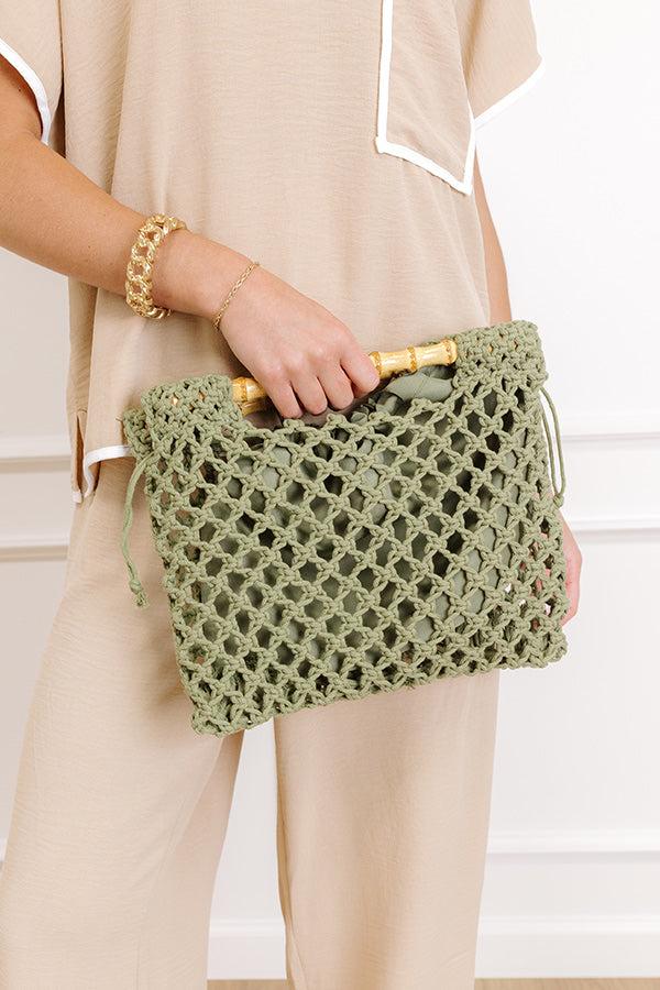 impressions Coastal Cutie Crochet Clutch in Olive
