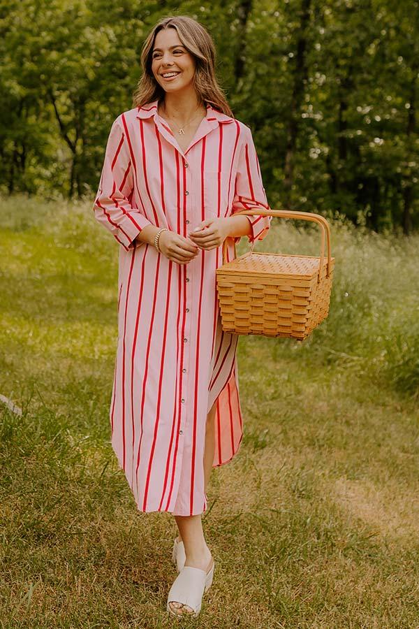 impressions Coastline Chic Stripe Midi Dress