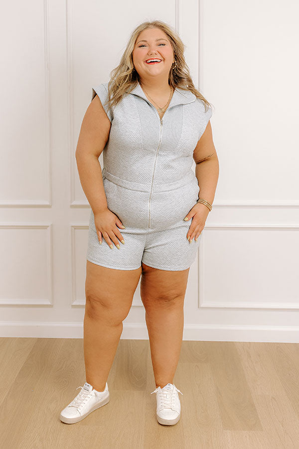 impressions Coffee Run Cutie Romper in Grey Curves
