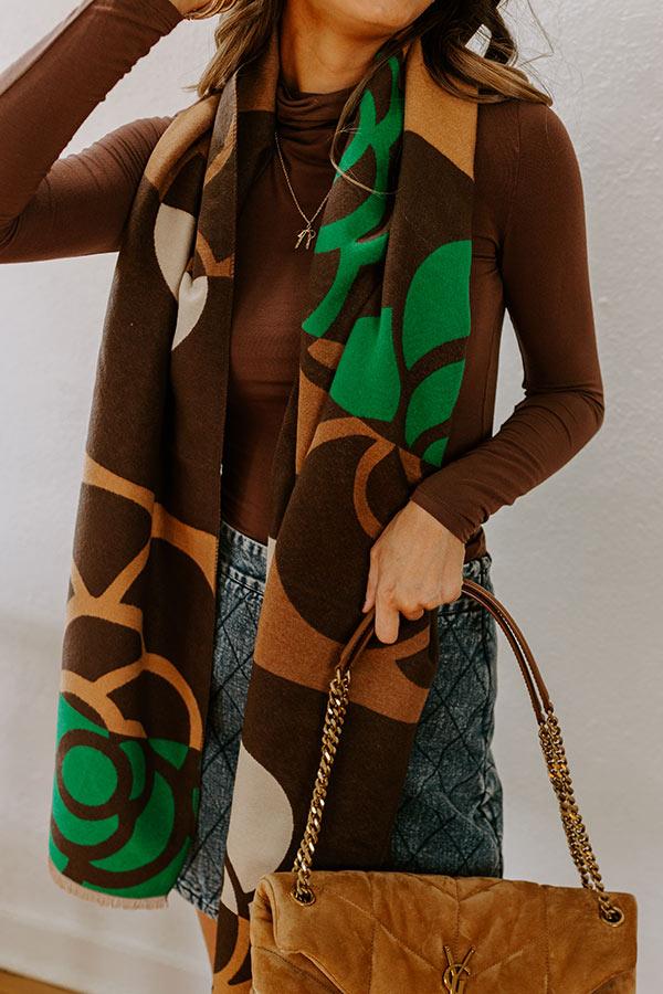 Impressions Cool Mornings Floral Scarf In Mocha